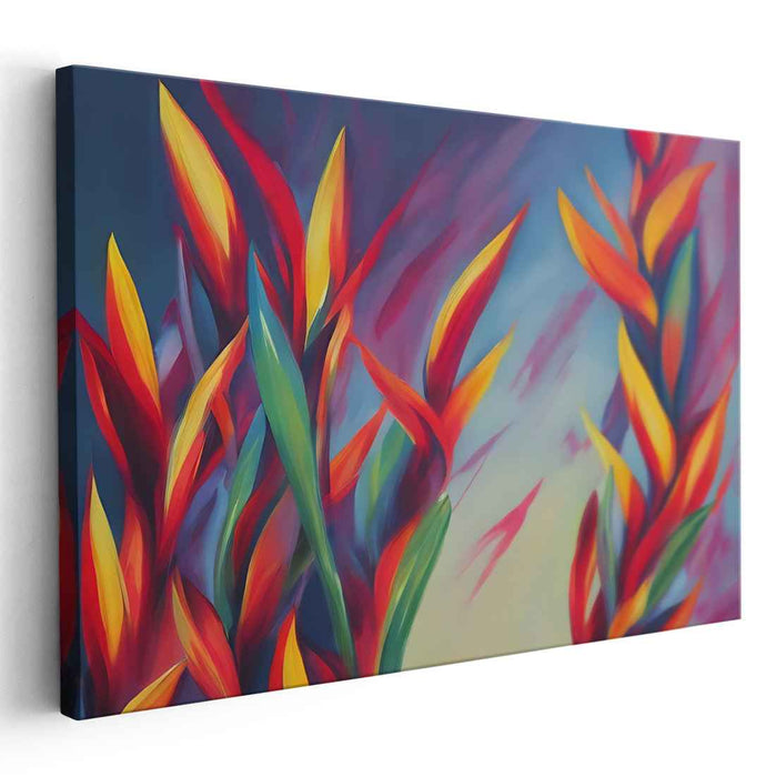 Heliconia Carnival: Vibrant Heliconia Dance Canvas Art Print