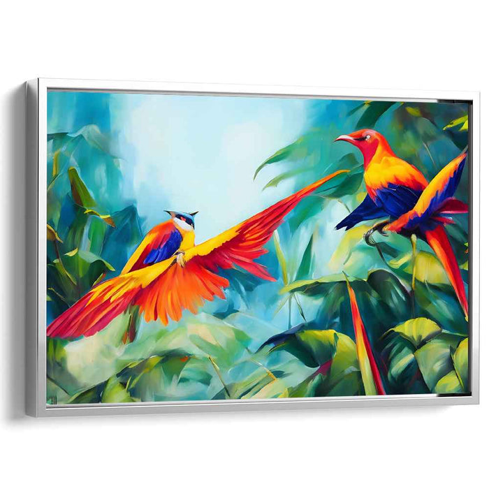 Avian Eden Escape: Vivid Birds in Lush Paradise Canvas Art