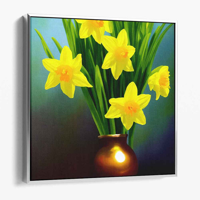 Golden Daffodils Radiance: Lush Springtime Floral Canvas Art