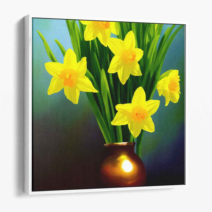 Golden Daffodils Radiance: Lush Springtime Floral Canvas Art