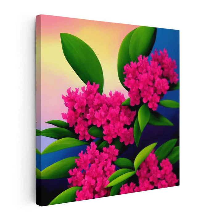 Petals of Blush Harmony: Vibrant Pink Flowers on Gradient Canvas Art Print