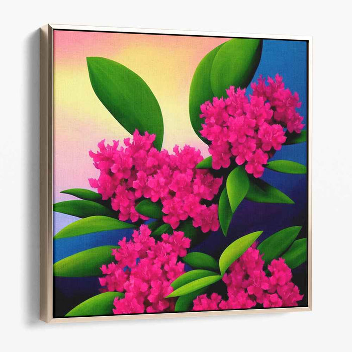 Petals of Blush Harmony: Vibrant Pink Flowers on Gradient Canvas Art Print