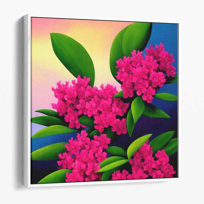 Petals of Blush Harmony: Vibrant Pink Flowers on Gradient Canvas Art Print