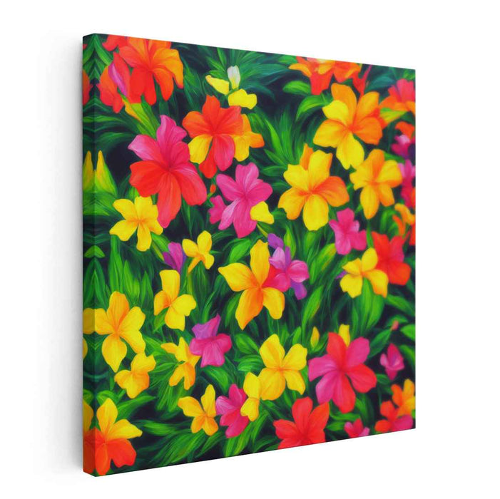 Melodic Blooms Dance Gracefully: Lush Garden Symphony Canvas Art Print