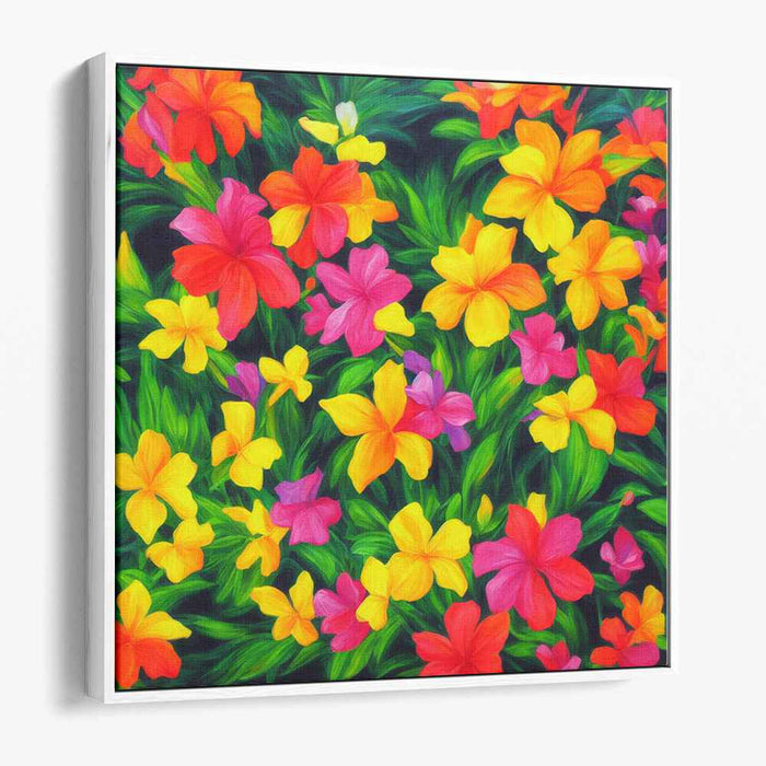 Melodic Blooms Dance Gracefully: Lush Garden Symphony Canvas Art Print