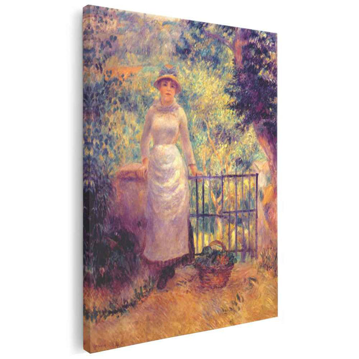 Aline at the gate (girl in the garden) (1884) by Pierre-Auguste Renoir