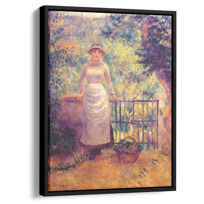 Aline at the gate (girl in the garden) (1884) by Pierre-Auguste Renoir