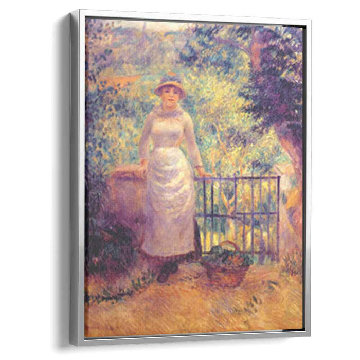 Aline at the gate (girl in the garden) (1884) by Pierre-Auguste Renoir