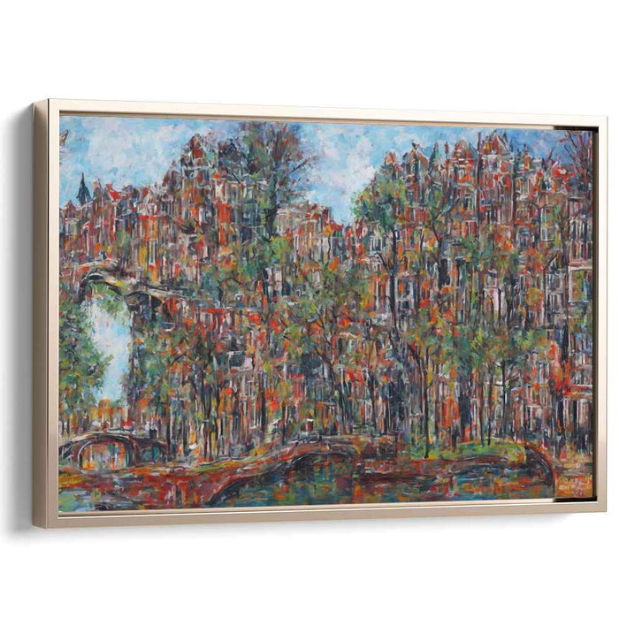 Bridges' Melody: Impressionist Cityscape with Bridges and Waterways