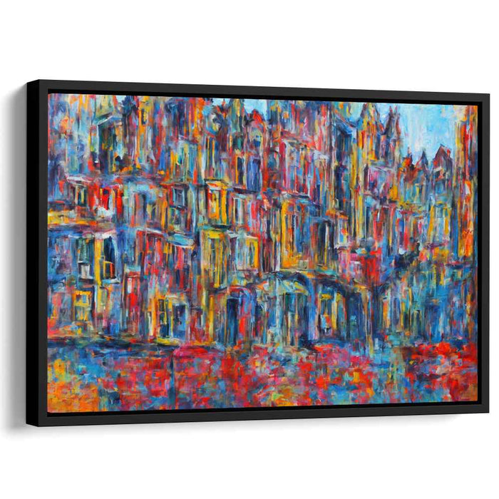 Urban Chromatic Tapestry: Vibrant Impressionist Cityscape Canvas Art Print