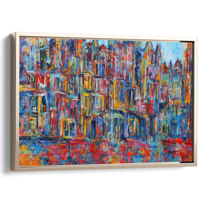 Urban Chromatic Tapestry: Vibrant Impressionist Cityscape Canvas Art Print