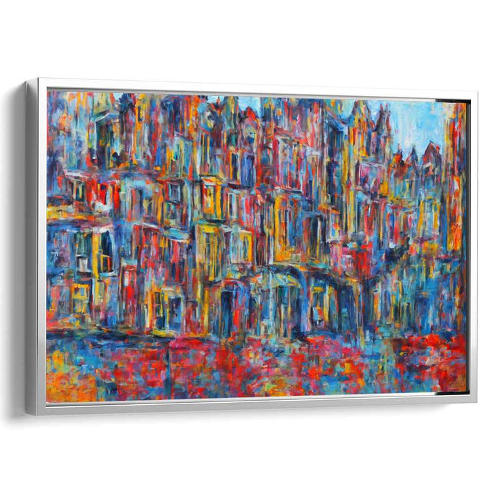 Urban Chromatic Tapestry: Vibrant Impressionist Cityscape Canvas Art Print