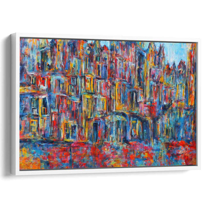 Urban Chromatic Tapestry: Vibrant Impressionist Cityscape Canvas Art Print