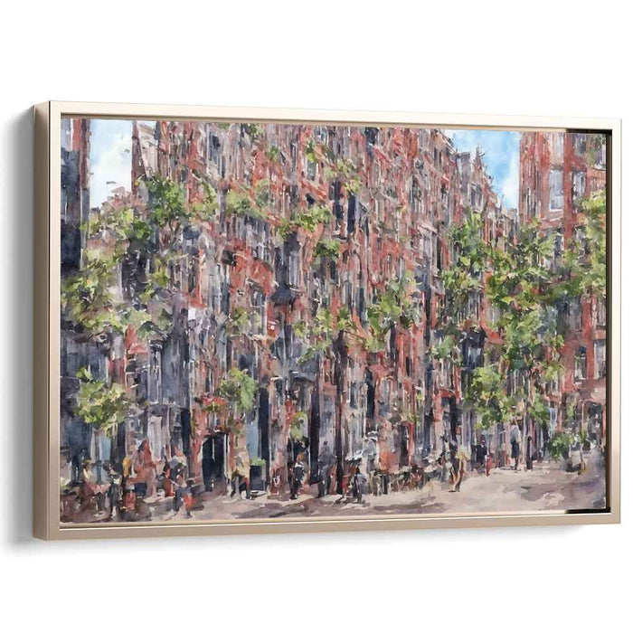 Historic Urban Charm: Impressionist Cityscape Canvas Art Print