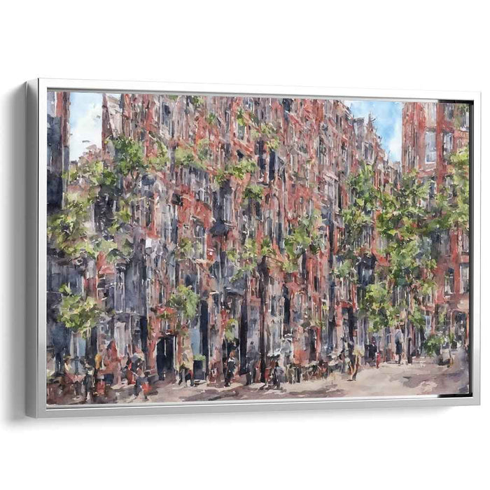 Historic Urban Charm: Impressionist Cityscape Canvas Art Print