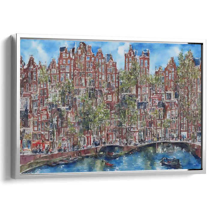 Canal Dreams Merge: Watercolor Urban Landscape of Amsterdam