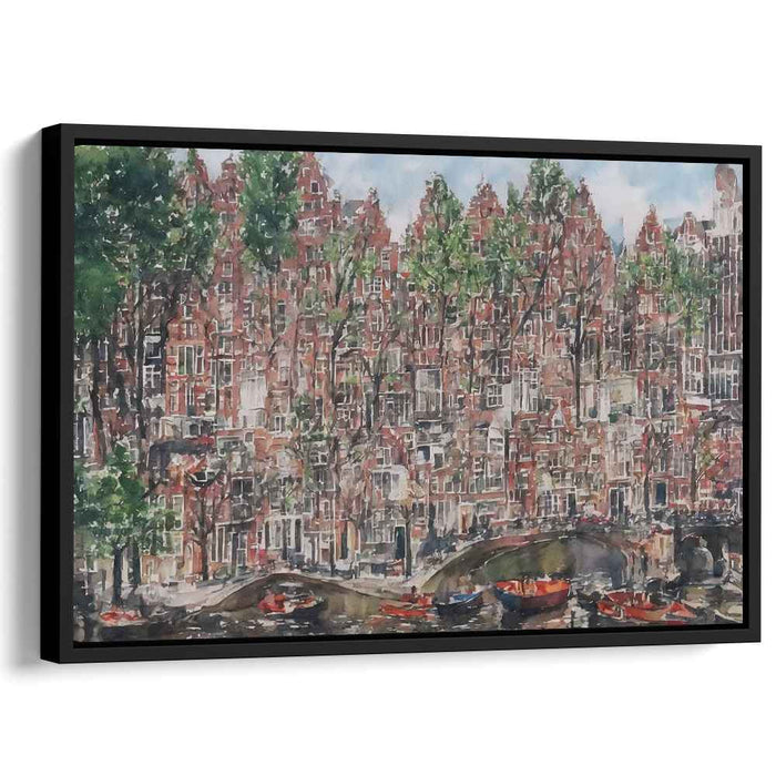 Amsterdam Canal Charm: Watercolor Reflections of Historic Dutch Architecture