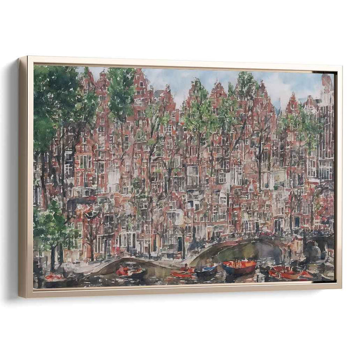 Amsterdam Canal Charm: Watercolor Reflections of Historic Dutch Architecture