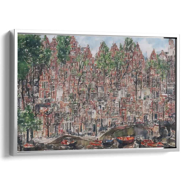 Amsterdam Canal Charm: Watercolor Reflections of Historic Dutch Architecture