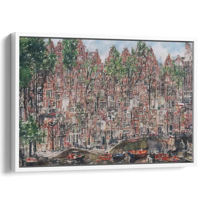 Amsterdam Canal Charm: Watercolor Reflections of Historic Dutch Architecture