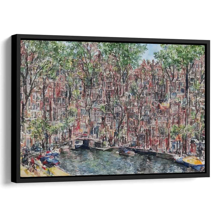 Canalside Inspiration: Impressionistic Amsterdam Cityscape Canvas Art Print