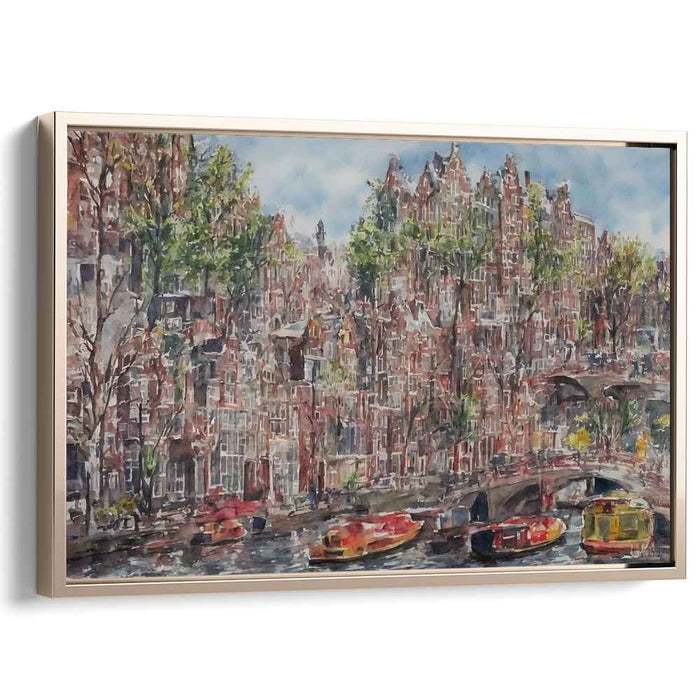 Canal City Reverie: A Watercolor Impression of Amsterdam