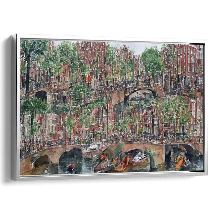 Enchanting European Canal: Impressionist Urban Landscape Canvas Art