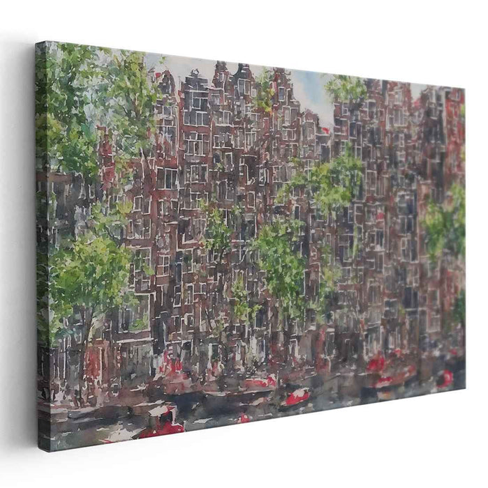 Canal Dreamscape: Watercolor Cityscape of Amsterdam