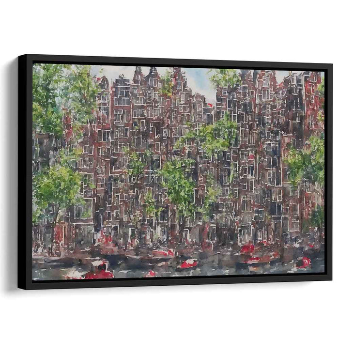 Canal Dreamscape: Watercolor Cityscape of Amsterdam