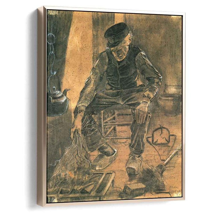 An Old Man Putting Dry Rice on the Hearth (1881) by Vincent van Gogh