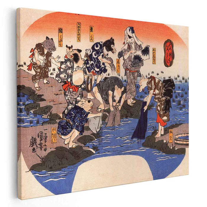 Animals dyeing fabrics by Utagawa Kuniyoshi
