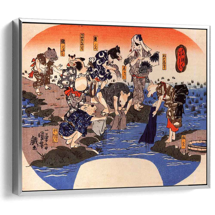 Animals dyeing fabrics by Utagawa Kuniyoshi