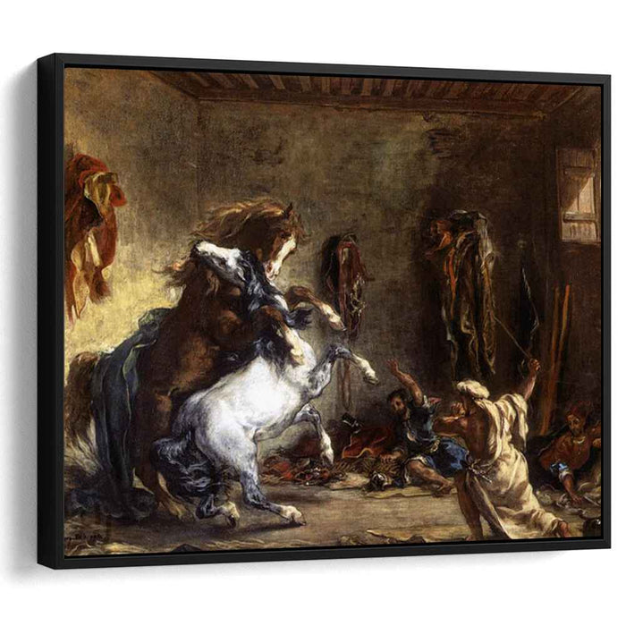 Arab Horses Fighting in a Stable (1860) by Eugene Delacroix