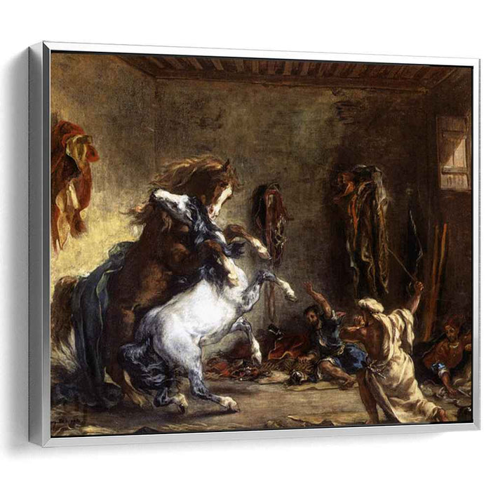 Arab Horses Fighting in a Stable (1860) by Eugene Delacroix