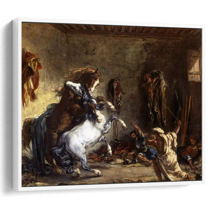 Arab Horses Fighting in a Stable (1860) by Eugene Delacroix