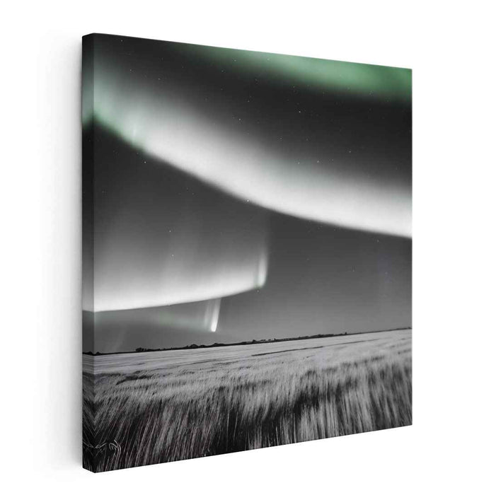Vivid Skies Dance: Contemporary Aurora Borealis Landscape Canvas Art