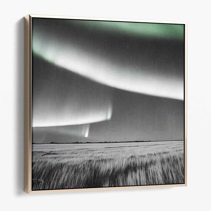 Vivid Skies Dance: Contemporary Aurora Borealis Landscape Canvas Art