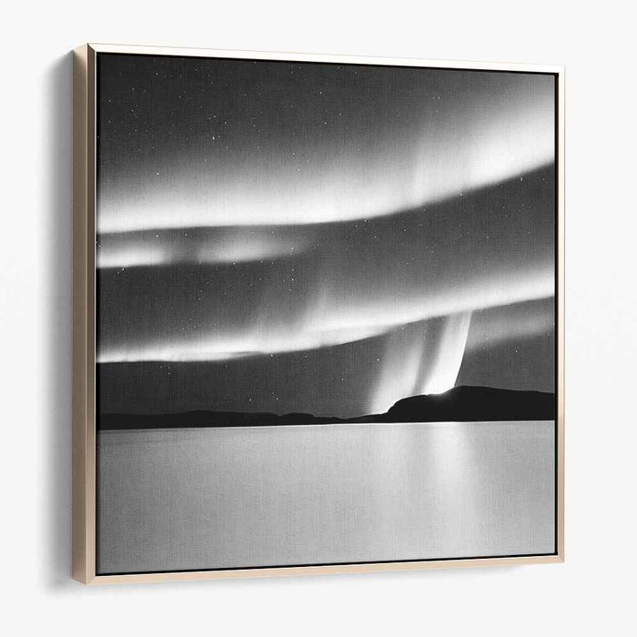 Chromatic Aurora Dance: Monochrome Northern Lights Canvas Art
