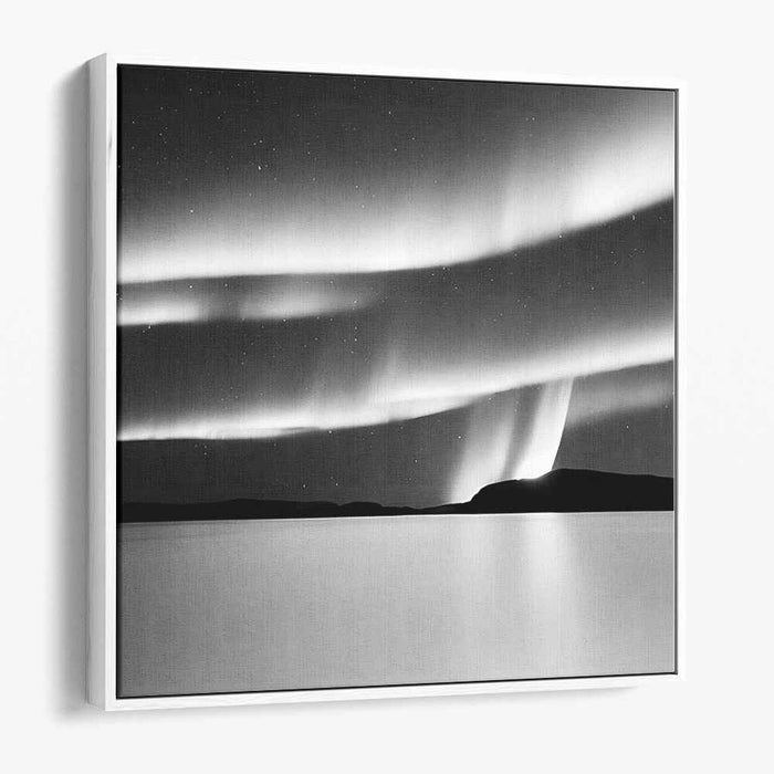 Chromatic Aurora Dance: Monochrome Northern Lights Canvas Art