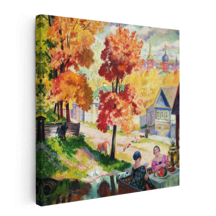 Autumn in the province. Teatime (1926) by Boris Kustodiev