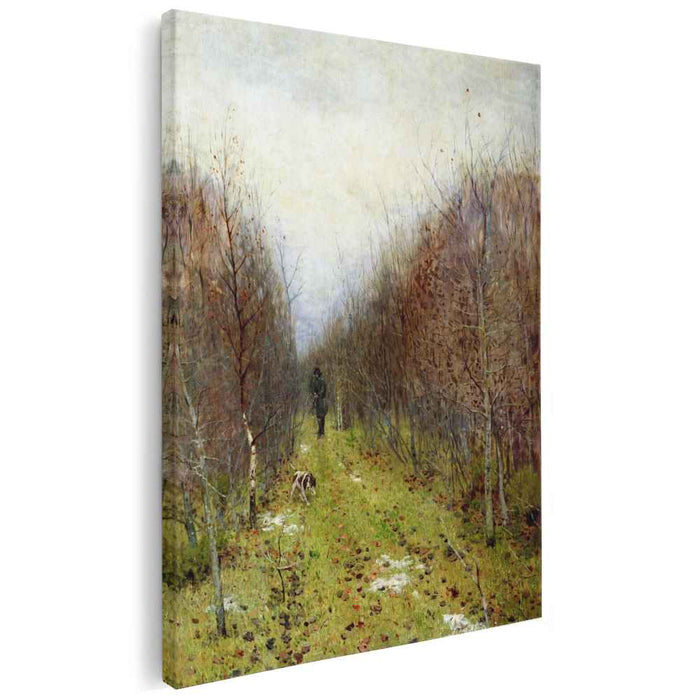 Autumn landscape with hunter (1880) by Isaac Levitan