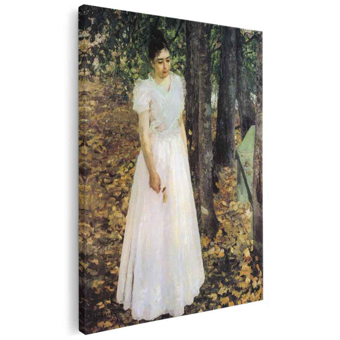 Autumn.Young Woman in a Garden (1891) by Konstantin Korovin