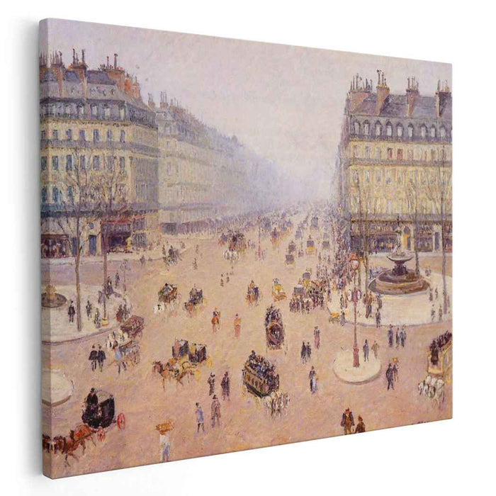 Avenue de l'Opera, Place du Thretre Francais Misty Weather by Camille Pissarro