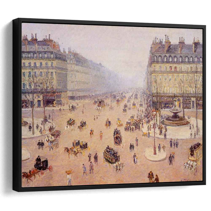Avenue de l'Opera, Place du Thretre Francais Misty Weather by Camille Pissarro