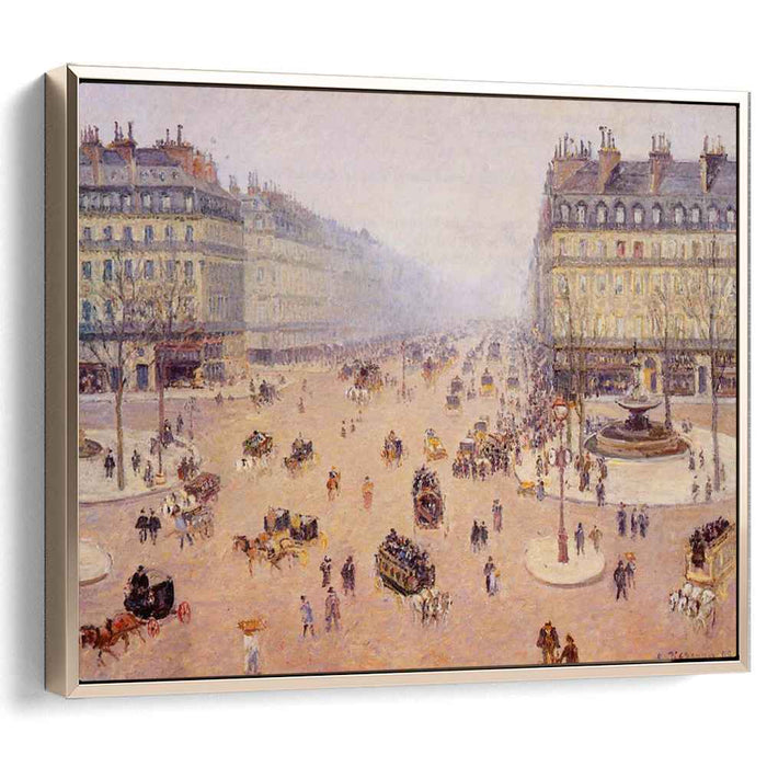 Avenue de l'Opera, Place du Thretre Francais Misty Weather by Camille Pissarro