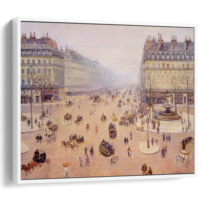 Avenue de l'Opera, Place du Thretre Francais Misty Weather by Camille Pissarro