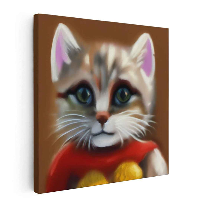 Whiskered Wealth: Charming Fortune Cat Canvas Art