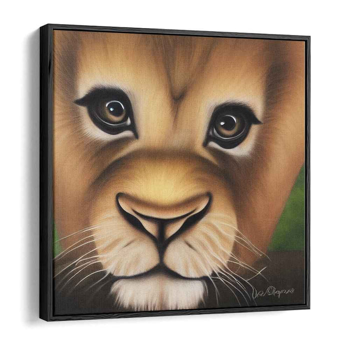 Whiskered Wildness Whimsy: Lifelike Lion Cub Portrait Canvas Art Print