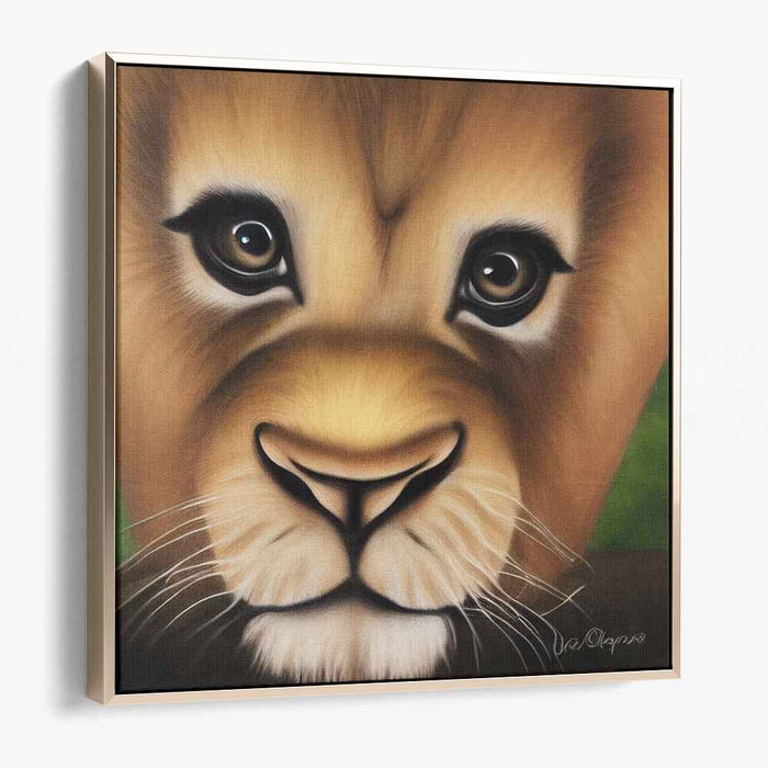 Whiskered Wildness Whimsy: Lifelike Lion Cub Portrait Canvas Art Print