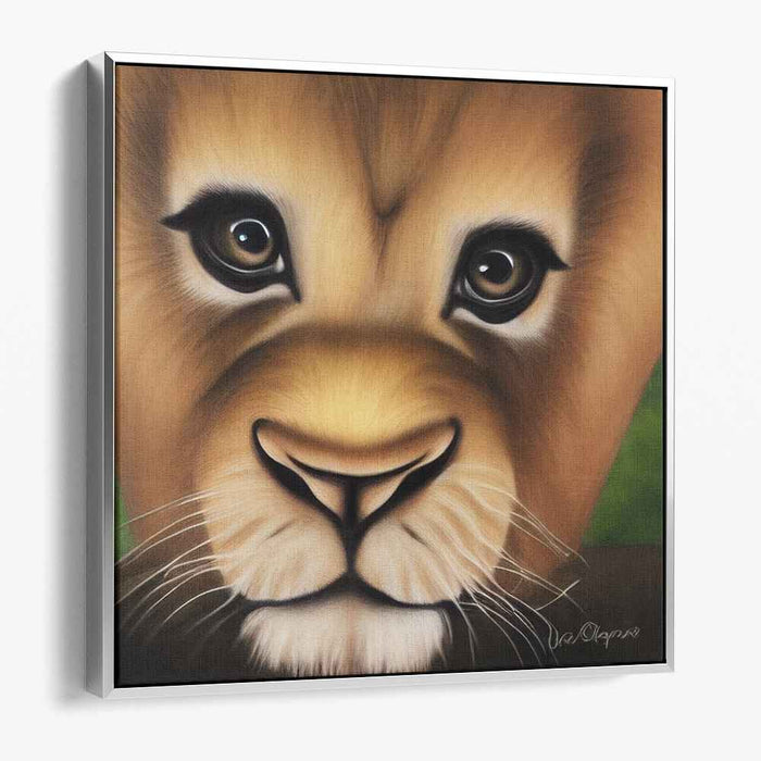 Whiskered Wildness Whimsy: Lifelike Lion Cub Portrait Canvas Art Print